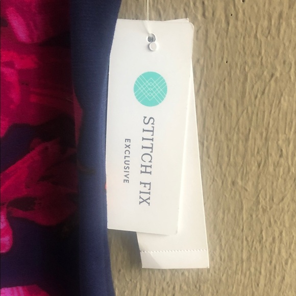 Wisp Elegant Floral Midi Dress in Navy and Fuchsia - Picture 7 of 9